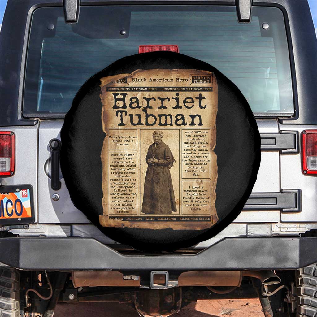 Harriet Tubman Newspaper Spare Tire Cover Strong Black Woman Leader Gift TS12 No hole Black Print Your Wear