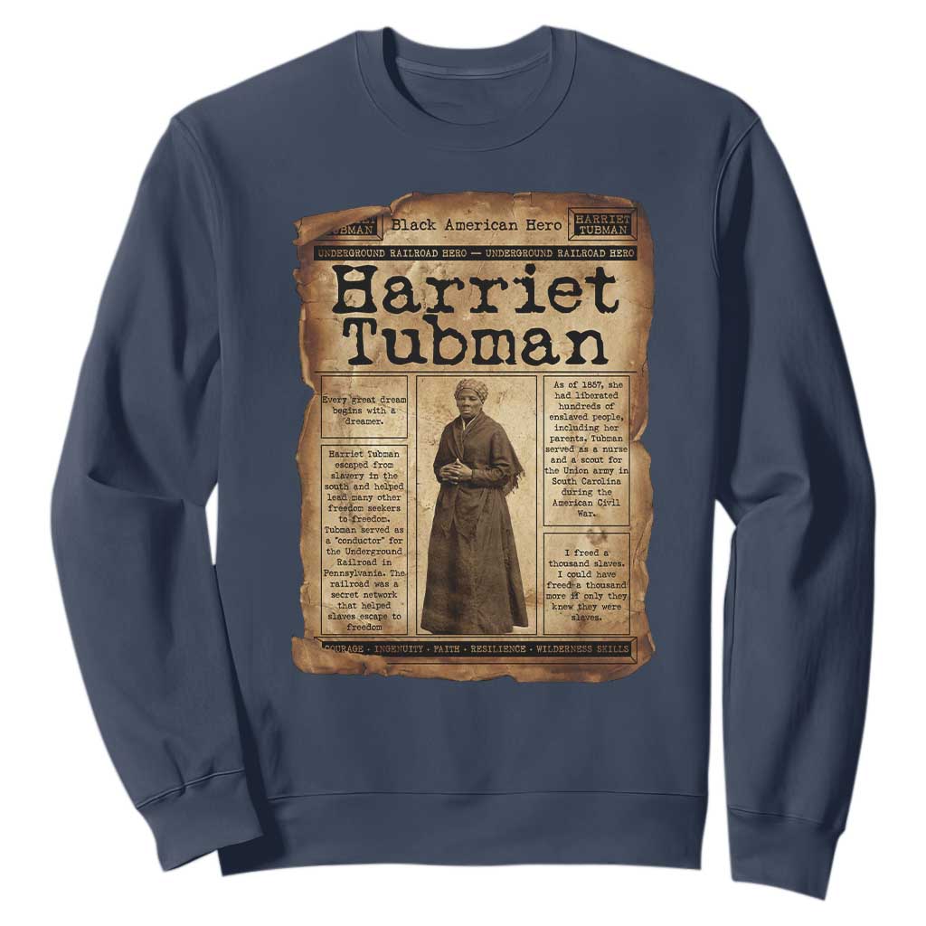 Harriet Tubman Newspaper Sweatshirt Strong Black Woman Leader Gift TS12 Navy Print Your Wear