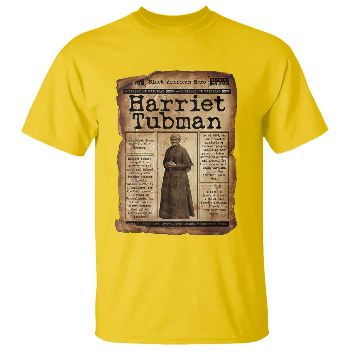 Harriet Tubman Newspaper T Shirt Strong Black Woman Leader Gift TS12 Daisy Print Your Wear
