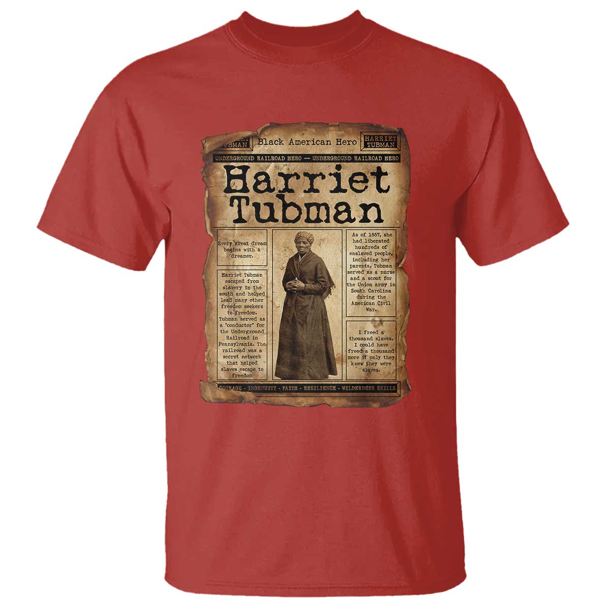 Harriet Tubman Newspaper T Shirt Strong Black Woman Leader Gift TS12 Red Print Your Wear