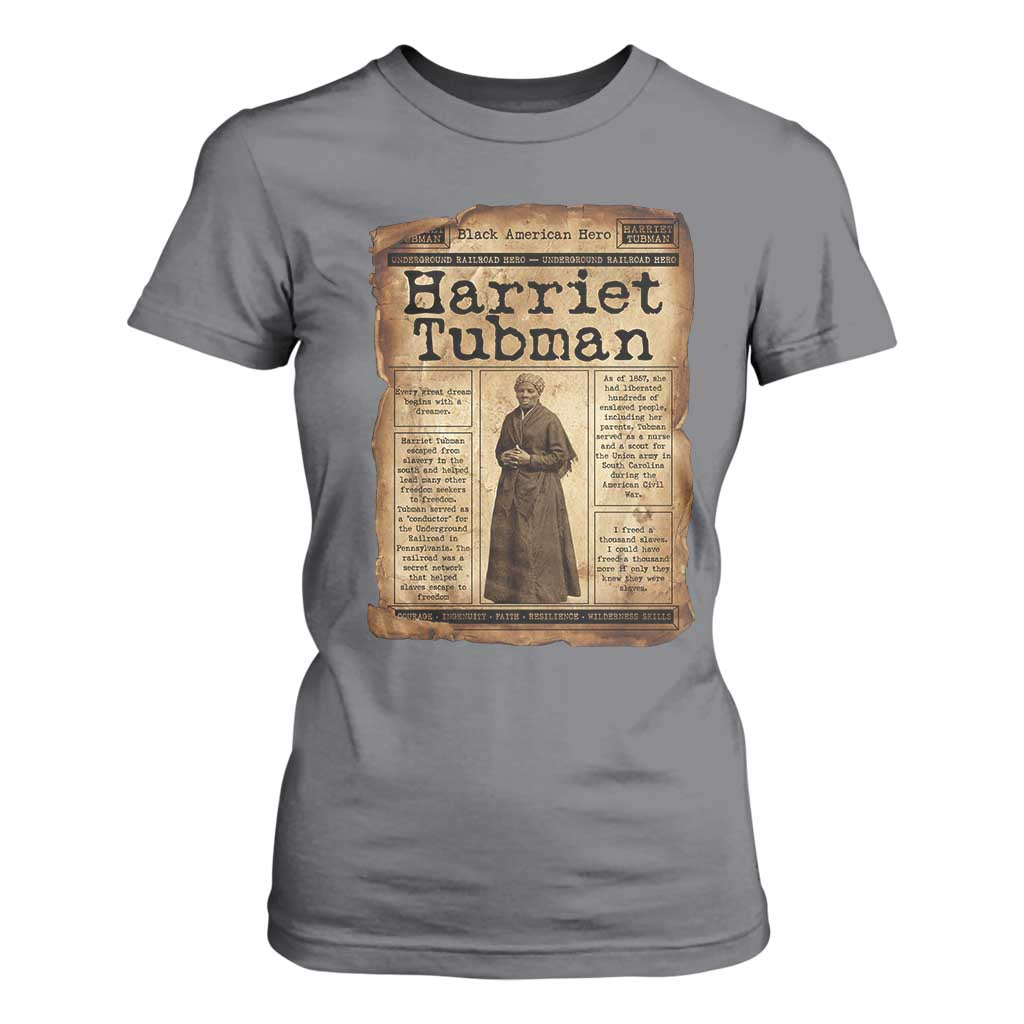Harriet Tubman Newspaper T Shirt For Women Strong Black Woman Leader Gift TS12 Charcoal Print Your Wear