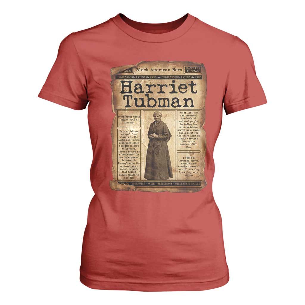 Harriet Tubman Newspaper T Shirt For Women Strong Black Woman Leader Gift TS12 Red Print Your Wear