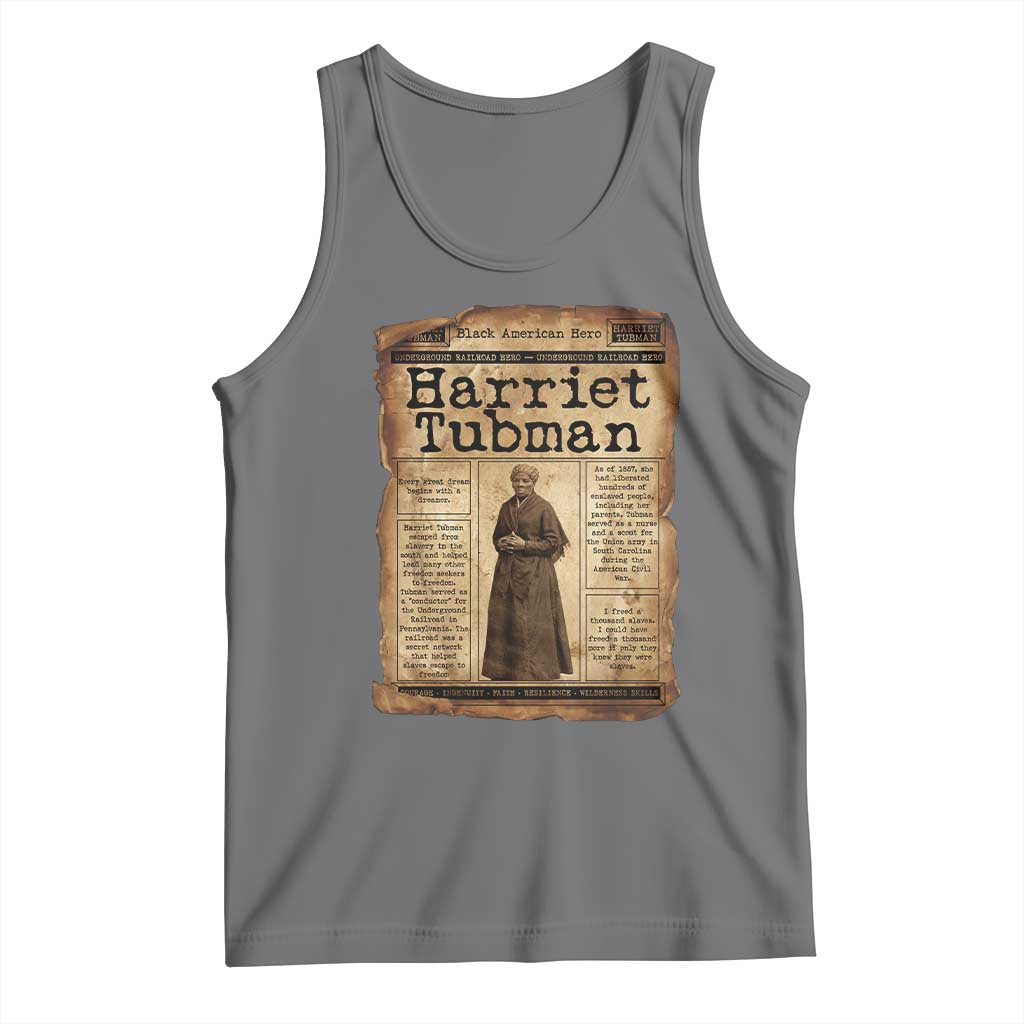 Harriet Tubman Newspaper Tank Top Strong Black Woman Leader Gift TS12 Black Heather Print Your Wear