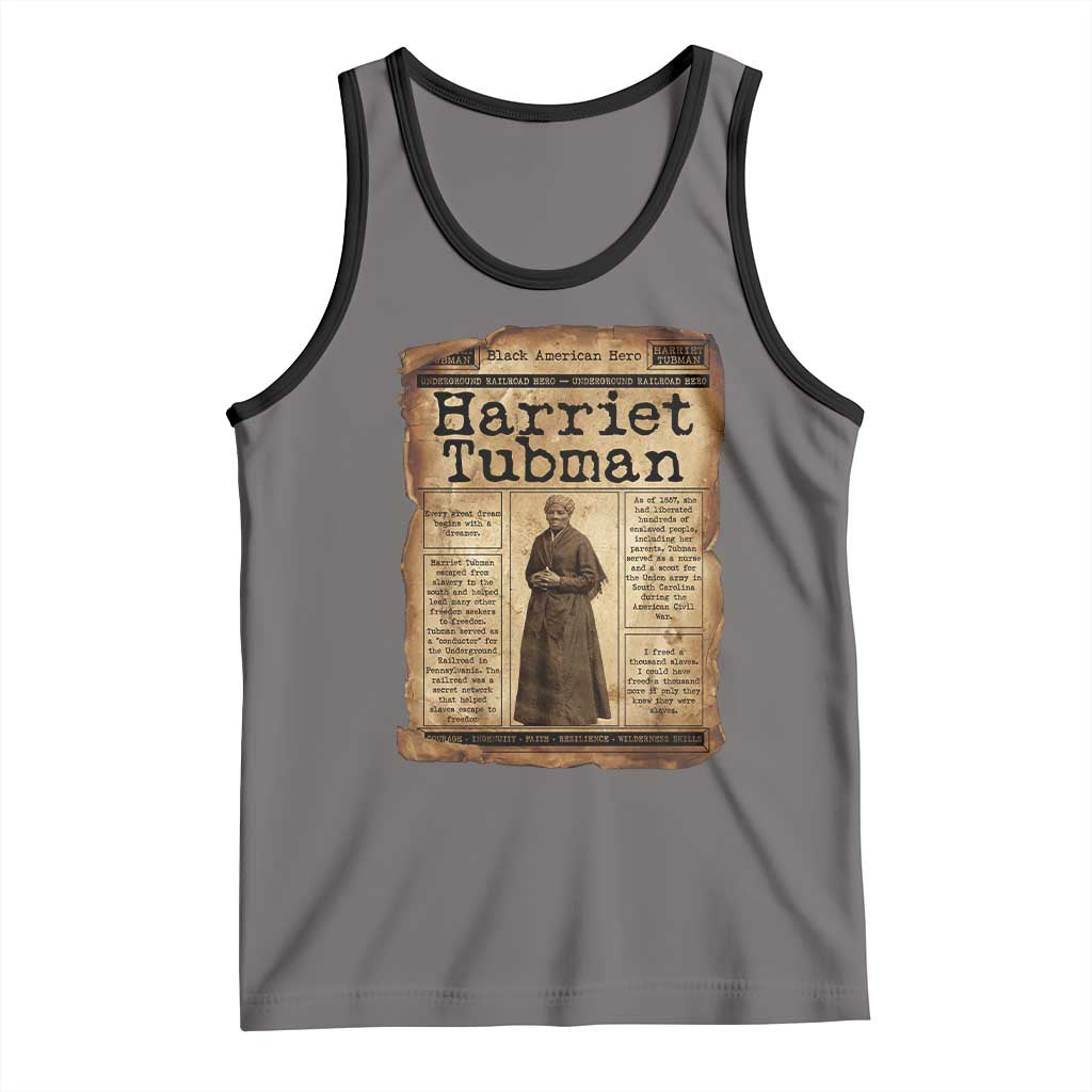 Harriet Tubman Newspaper Tank Top Strong Black Woman Leader Gift TS12 Deep Heather Black Print Your Wear