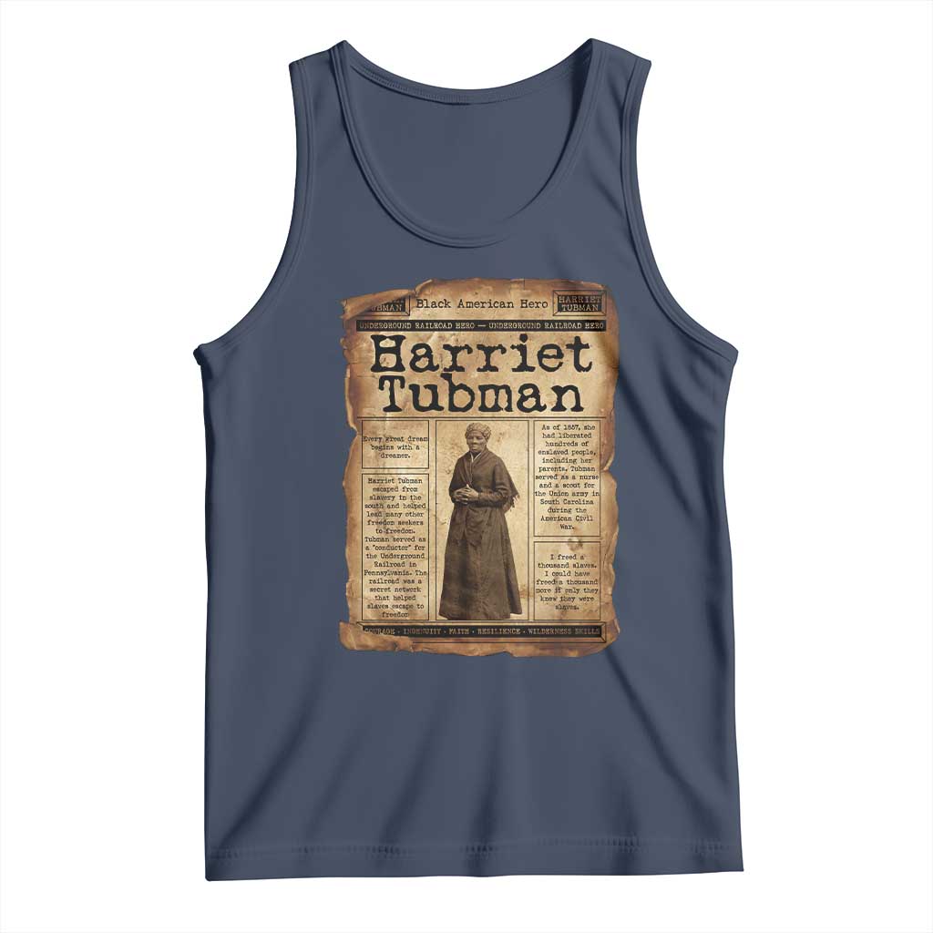 Harriet Tubman Newspaper Tank Top Strong Black Woman Leader Gift TS12 Navy Print Your Wear