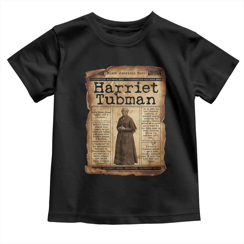 Harriet Tubman Newspaper Toddler T Shirt Strong Black Woman Leader Gift TS12 Black Print Your Wear