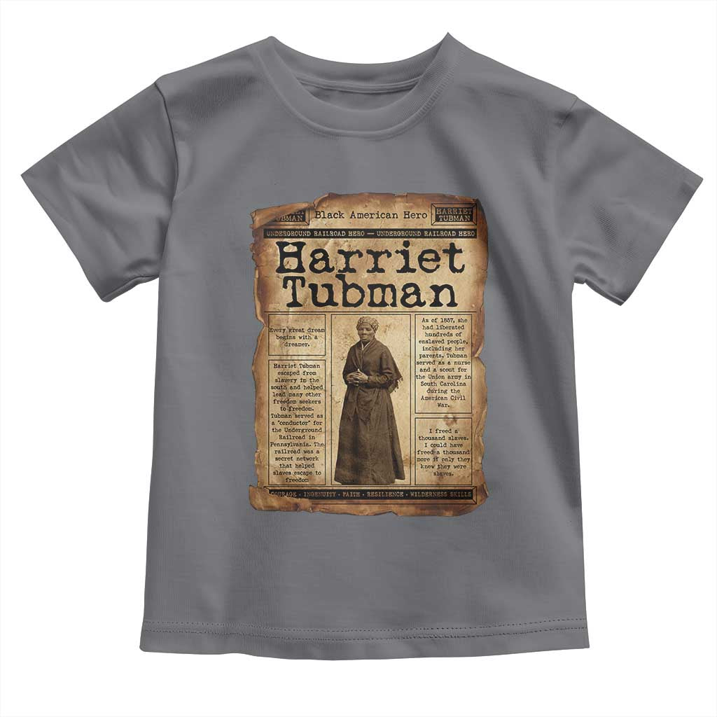 Harriet Tubman Newspaper Toddler T Shirt Strong Black Woman Leader Gift TS12 Charcoal Print Your Wear
