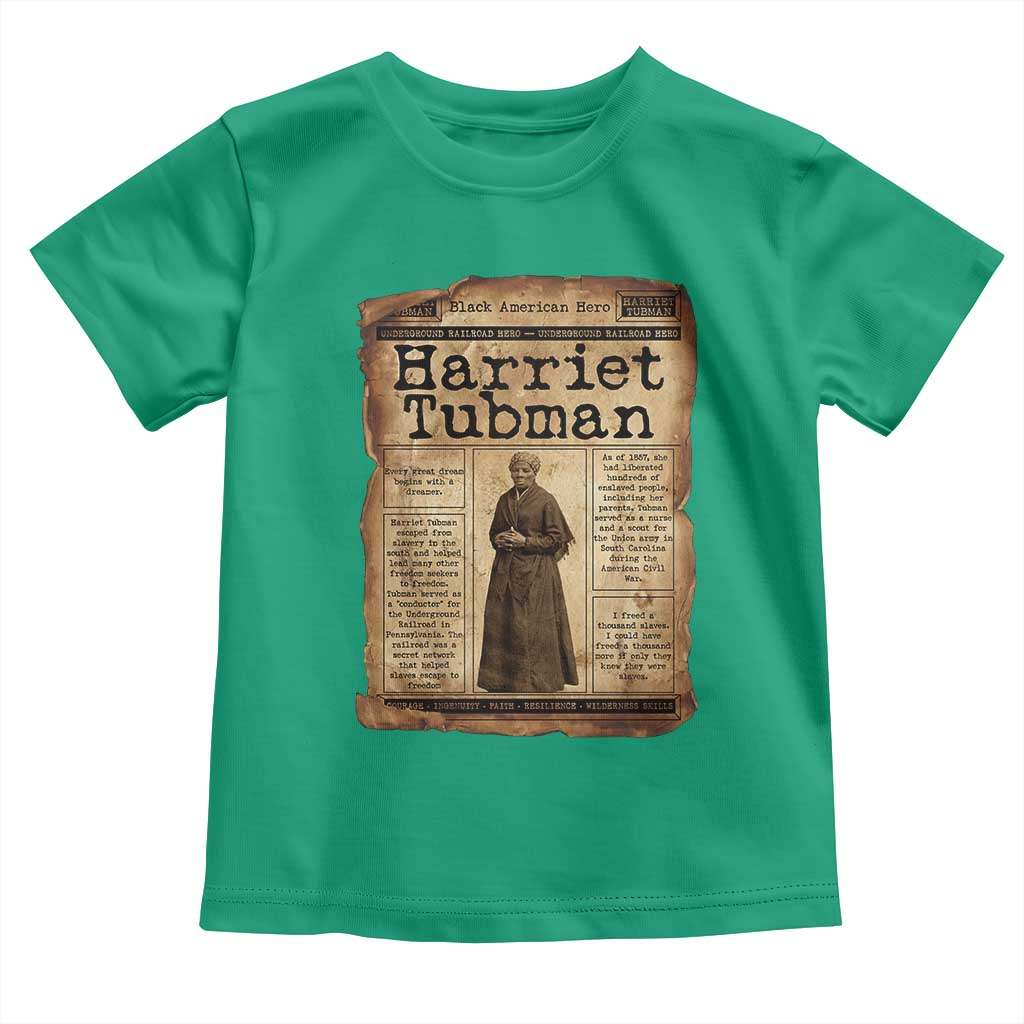 Harriet Tubman Newspaper Toddler T Shirt Strong Black Woman Leader Gift TS12 Irish Green Print Your Wear