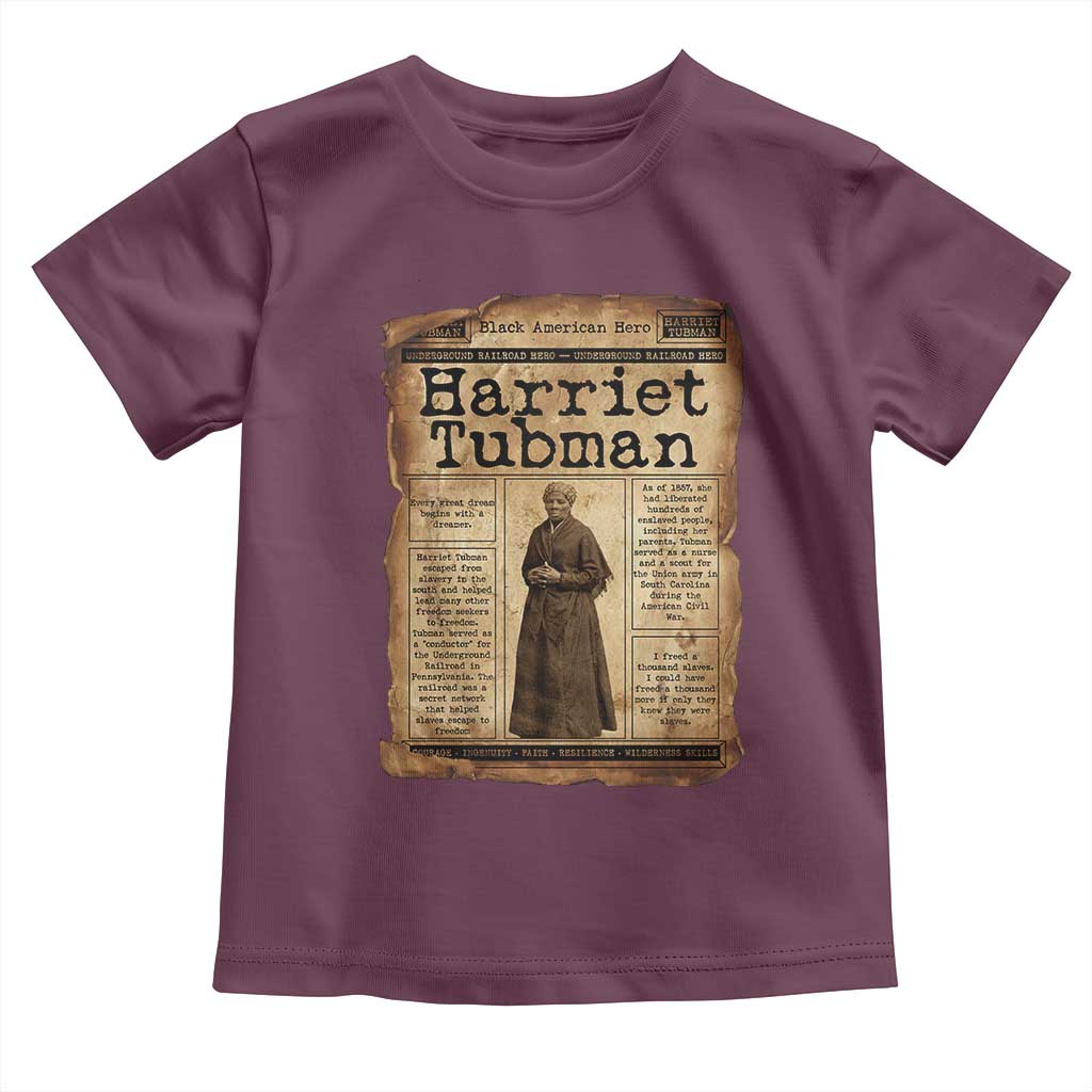 Harriet Tubman Newspaper Toddler T Shirt Strong Black Woman Leader Gift TS12 Maroon Print Your Wear