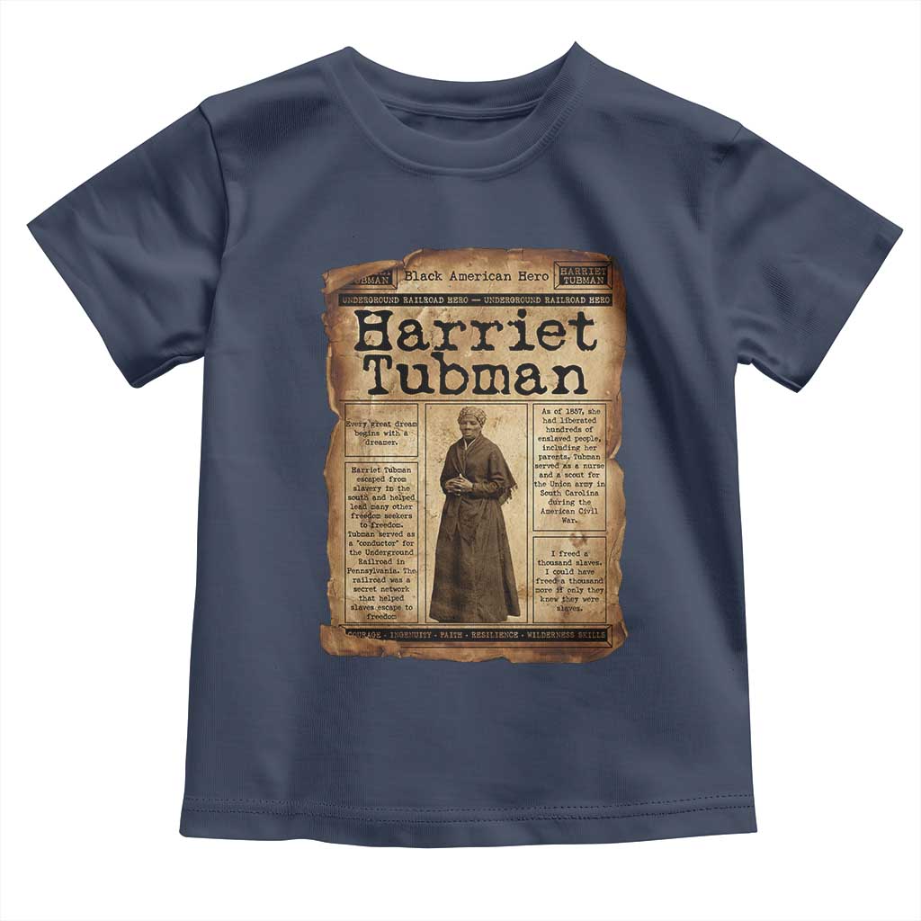 Harriet Tubman Newspaper Toddler T Shirt Strong Black Woman Leader Gift TS12 Navy Print Your Wear