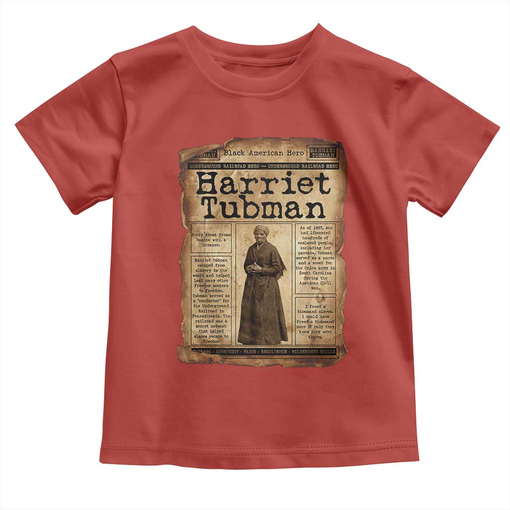 Harriet Tubman Newspaper Toddler T Shirt Strong Black Woman Leader Gift TS12 Red Print Your Wear