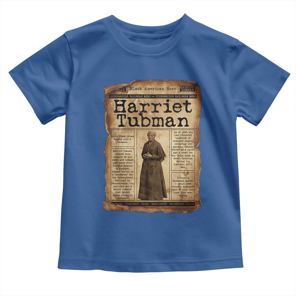 Harriet Tubman Newspaper Toddler T Shirt Strong Black Woman Leader Gift TS12 Royal Blue Print Your Wear