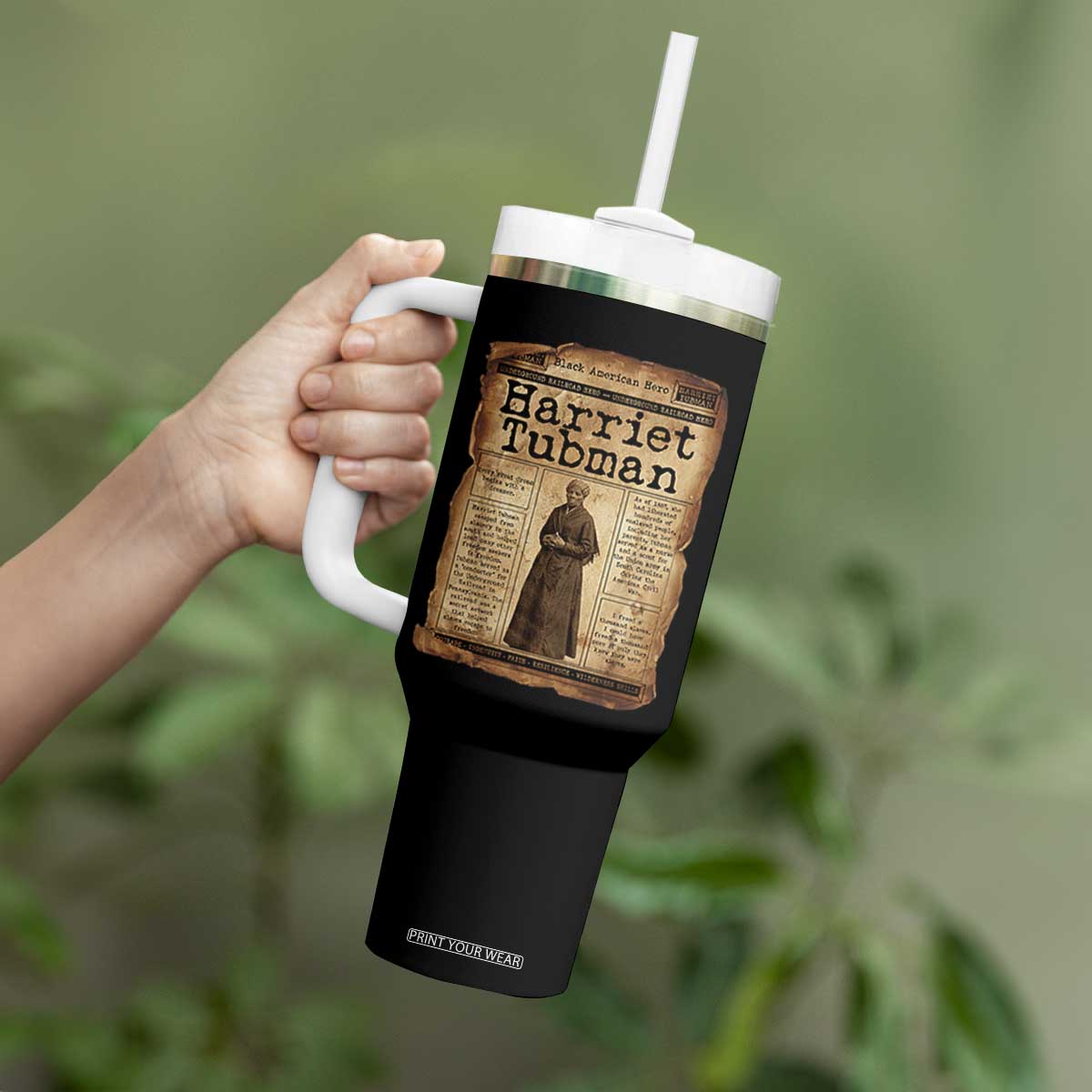 Harriet Tubman Newspaper Tumbler With Handle Strong Black Woman Leader Gift TS12 Print Your Wear