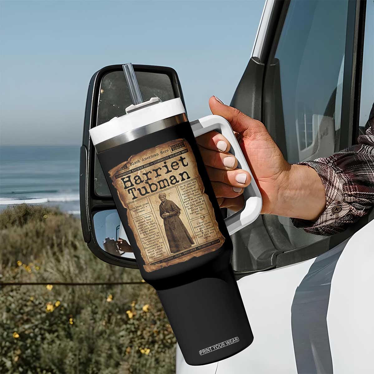 Harriet Tubman Newspaper Tumbler With Handle Strong Black Woman Leader Gift TS12 Print Your Wear