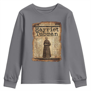 Harriet Tubman Newspaper Youth Sweatshirt Strong Black Woman Leader Gift TS12 Charcoal Print Your Wear