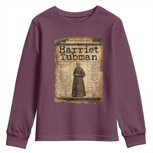 Harriet Tubman Newspaper Youth Sweatshirt Strong Black Woman Leader Gift TS12 Maroon Print Your Wear
