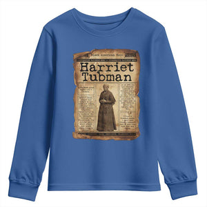 Harriet Tubman Newspaper Youth Sweatshirt Strong Black Woman Leader Gift TS12 Royal Blue Print Your Wear