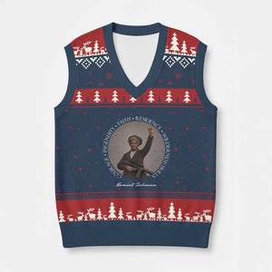 Harriet Tubman Leadership V-Neck Knit Sweater Vest Feminist History Gift TS12 Navy Red Print Your Wear