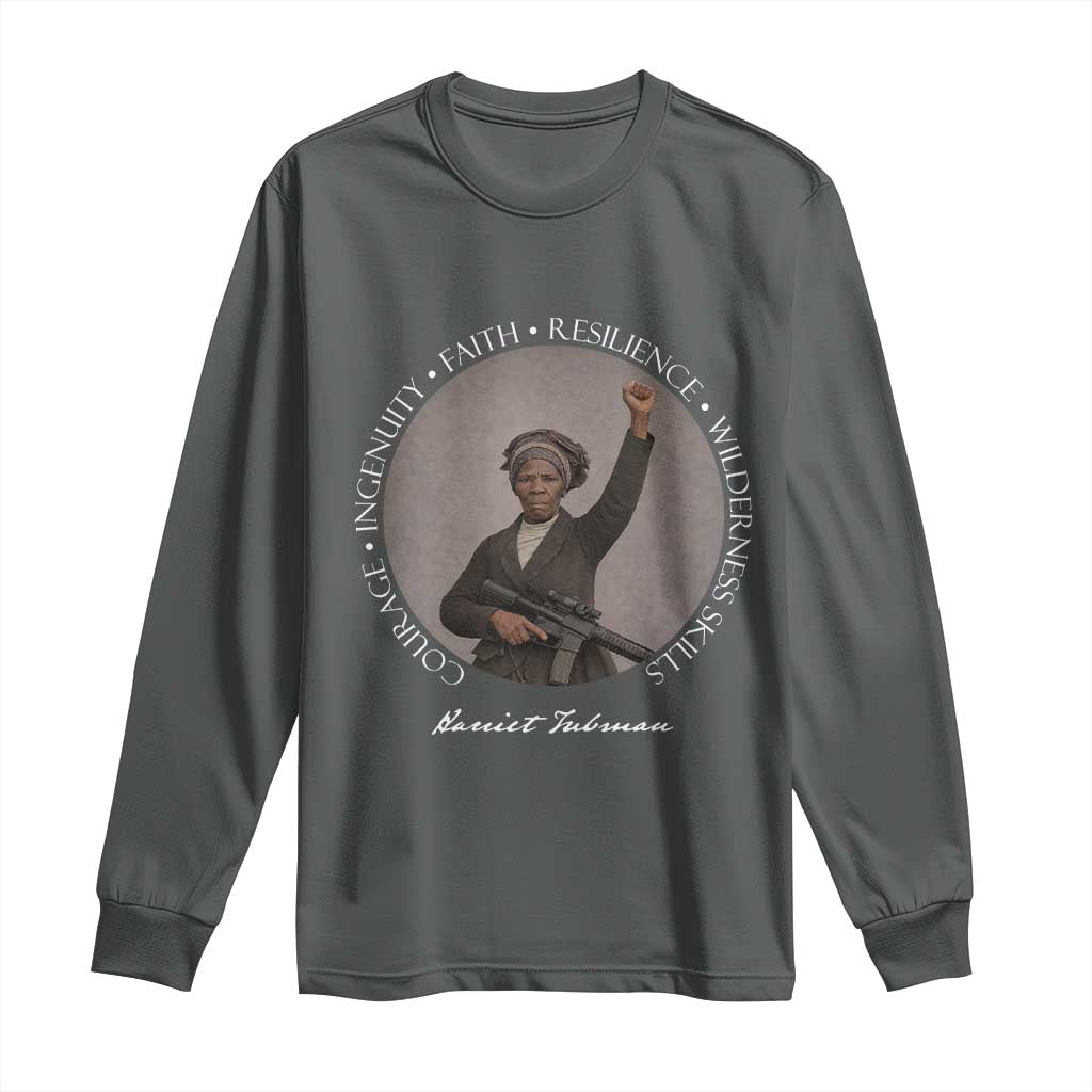 Harriet Tubman Leadership Long Sleeve Shirt Feminist History Gift TS12 Dark Heather Print Your Wear