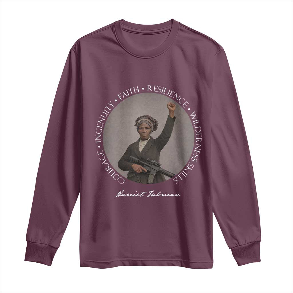 Harriet Tubman Leadership Long Sleeve Shirt Feminist History Gift TS12 Maroon Print Your Wear