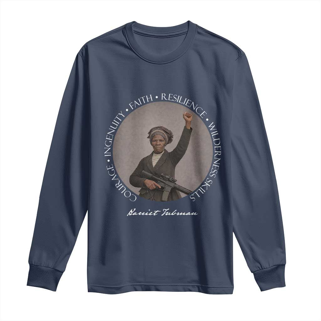 Harriet Tubman Leadership Long Sleeve Shirt Feminist History Gift TS12 Navy Print Your Wear