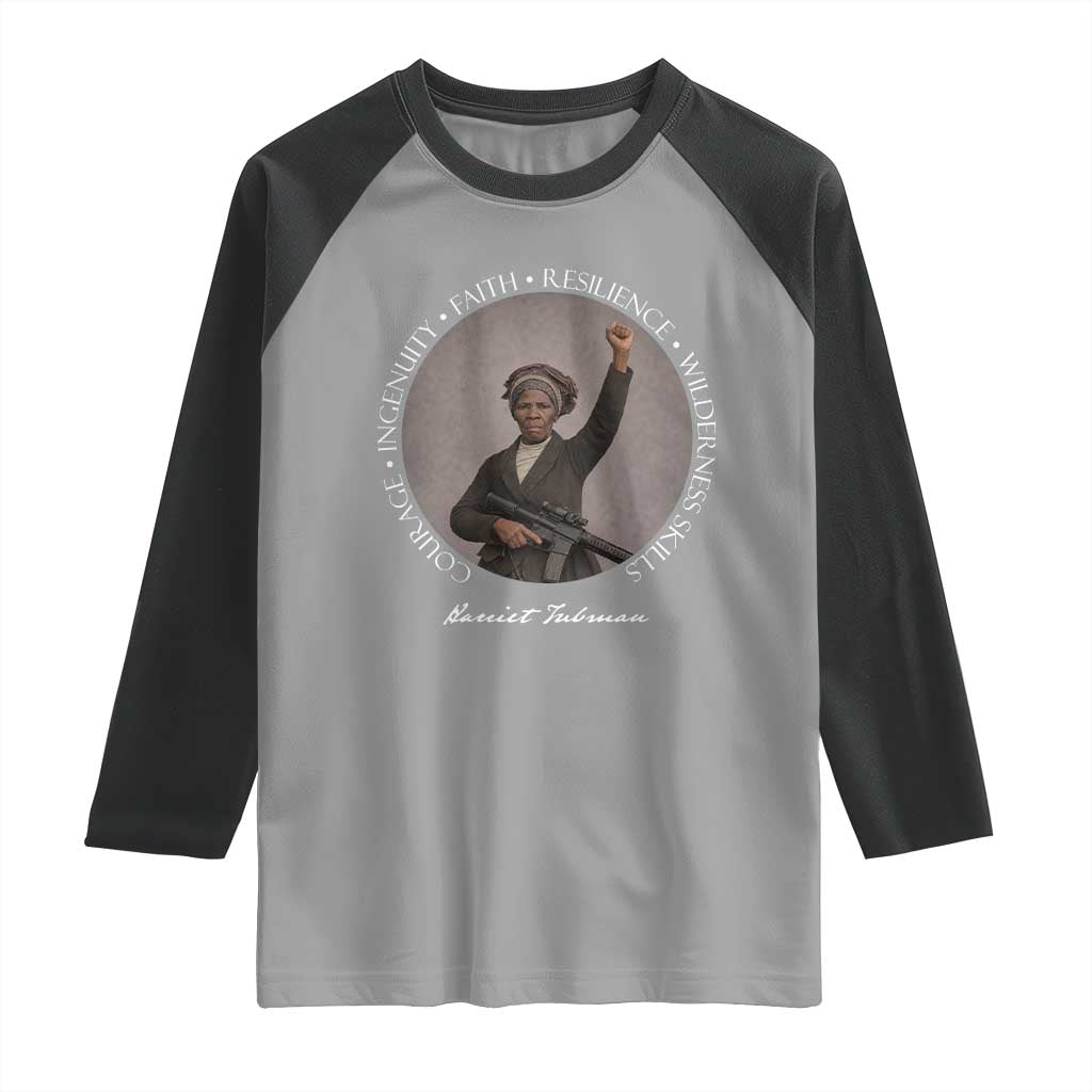 Harriet Tubman Leadership Raglan Shirt Feminist History Gift TS12 Sport Gray Black Print Your Wear