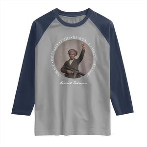 Harriet Tubman Leadership Raglan Shirt Feminist History Gift TS12 Sport Gray Navy Print Your Wear