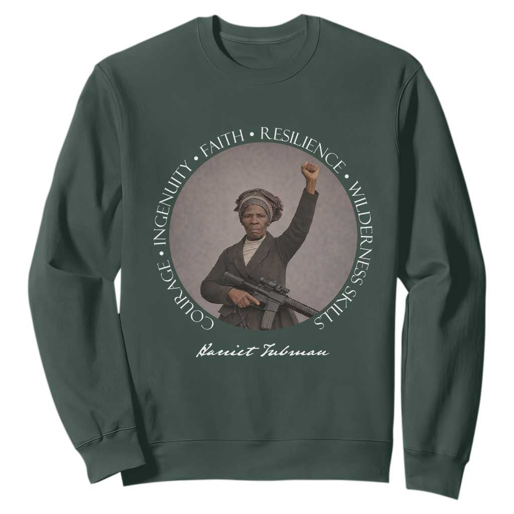 Harriet Tubman Leadership Sweatshirt Feminist History Gift TS12 Dark Forest Green Print Your Wear