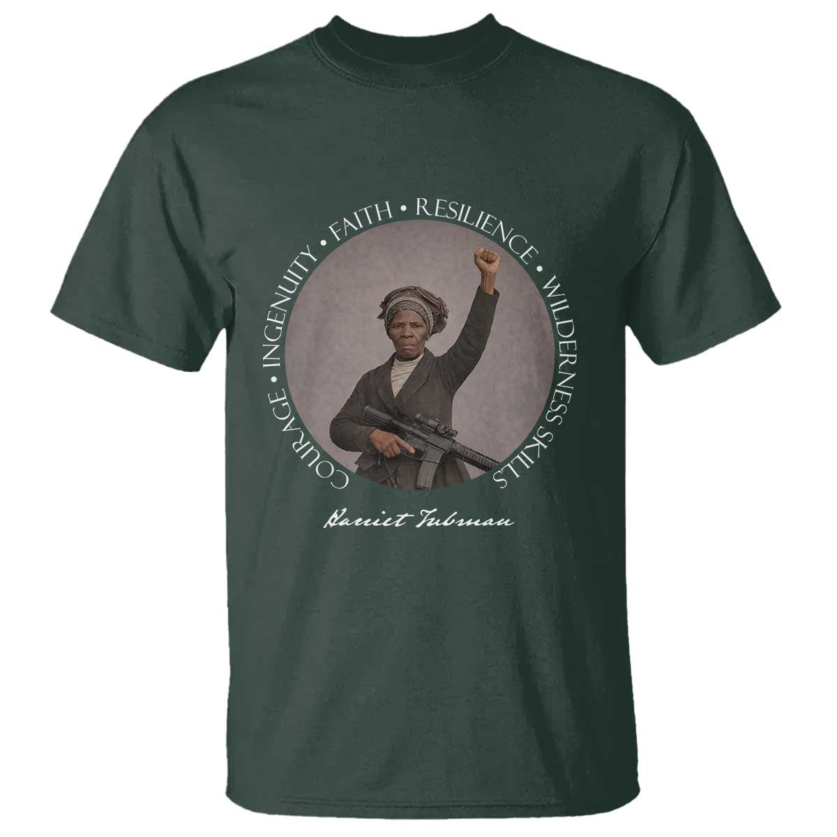 Harriet Tubman Leadership T Shirt Feminist History Gift TS12 Dark Forest Green Print Your Wear