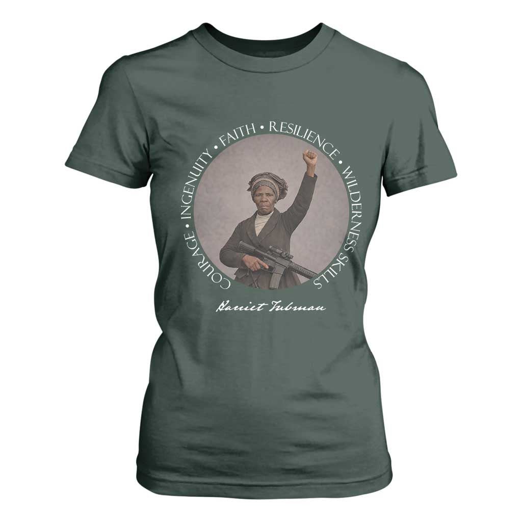 Harriet Tubman Leadership T Shirt For Women Feminist History Gift TS12 Dark Forest Green Print Your Wear