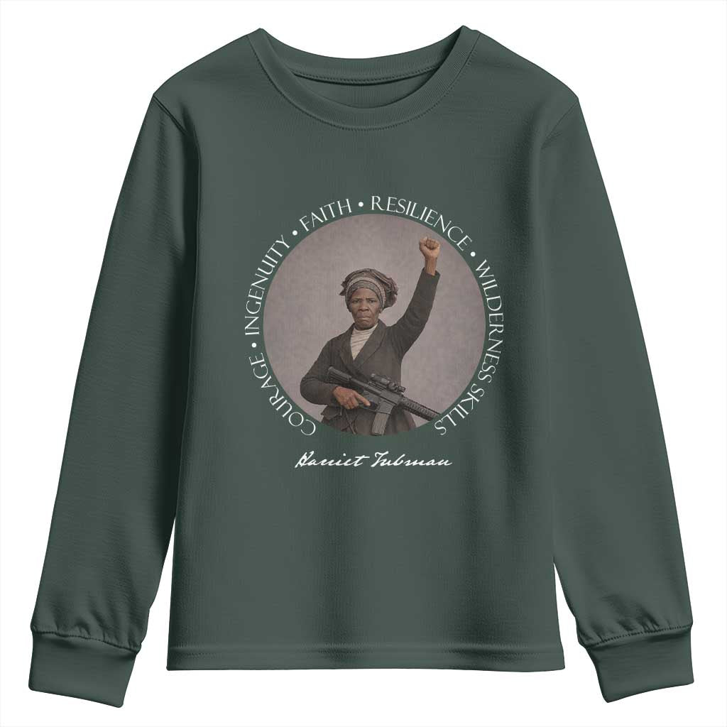 Harriet Tubman Leadership Youth Sweatshirt Feminist History Gift TS12 Dark Forest Green Print Your Wear
