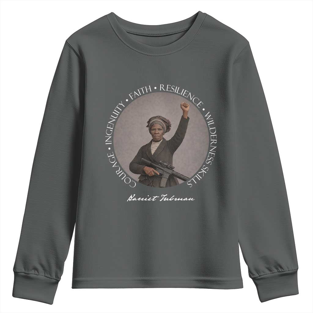 Harriet Tubman Leadership Youth Sweatshirt Feminist History Gift TS12 Dark Heather Print Your Wear
