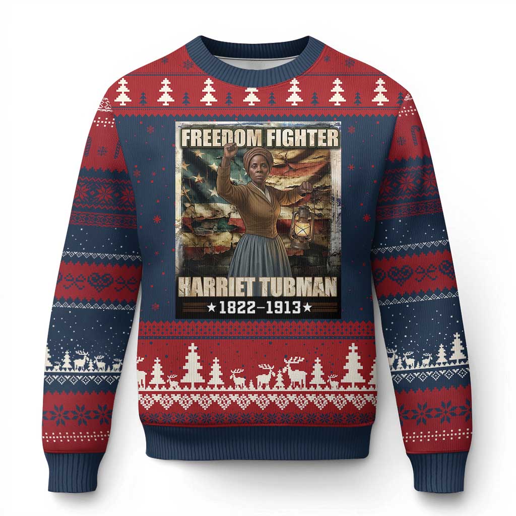 Harriet Tubman Ugly Christmas Sweater Black History African American Leader Gift TS12 Navy Red Print Your Wear