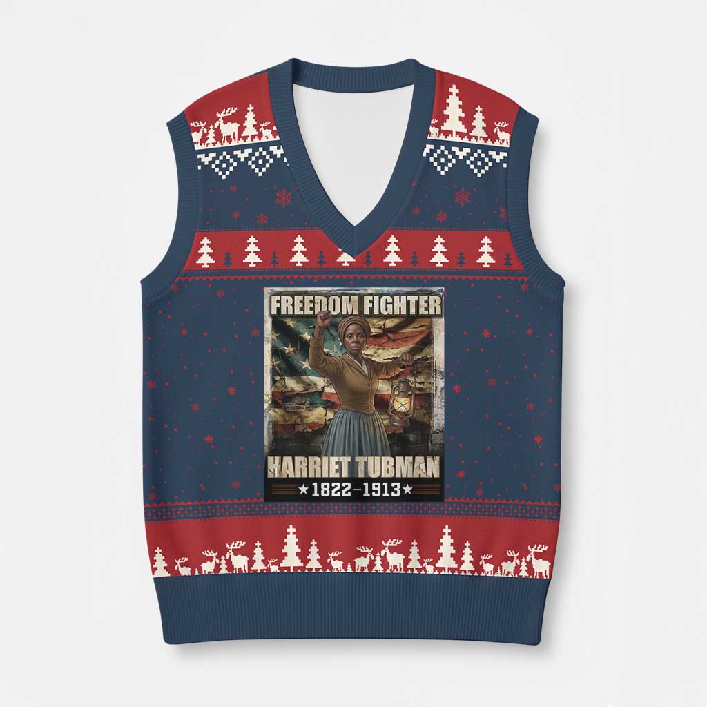 Harriet Tubman V-Neck Knit Sweater Vest Black History African American Leader Gift TS12 Navy Red Print Your Wear