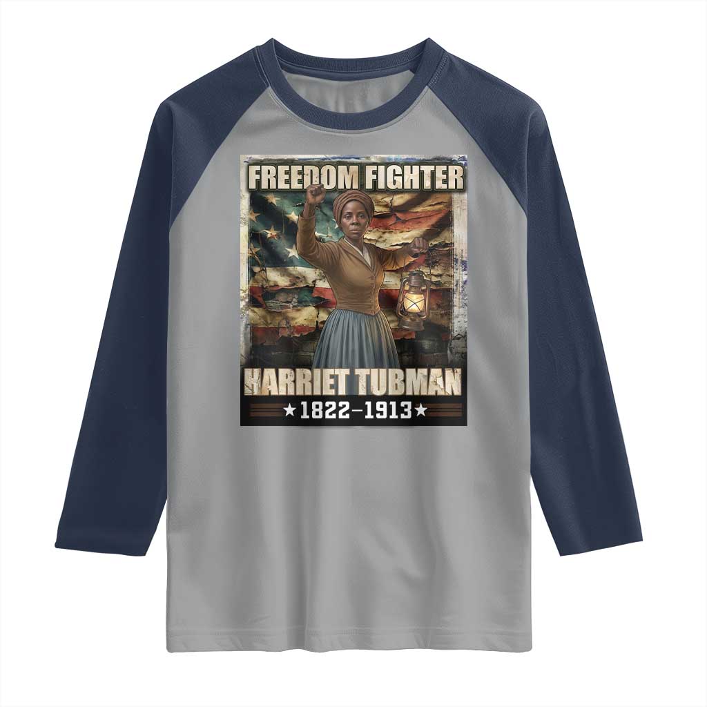 Harriet Tubman Raglan Shirt Black History African American Leader Gift TS12 Sport Gray Navy Print Your Wear