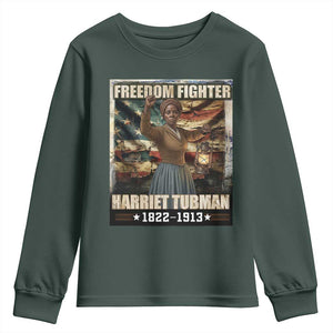 Harriet Tubman Youth Sweatshirt Black History African American Leader Gift TS12 Dark Forest Green Print Your Wear