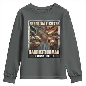 Harriet Tubman Youth Sweatshirt Black History African American Leader Gift TS12 Dark Heather Print Your Wear