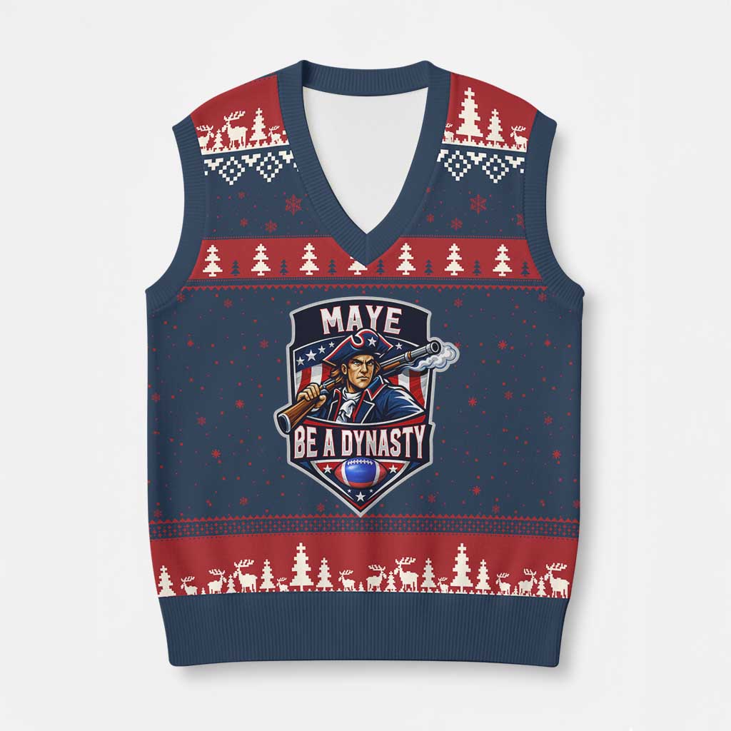 Maye Be A Dynasty V-Neck Knit Sweater Vest Quarterback Football Fan TS12 Navy Red Print Your Wear