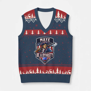 Maye Be A Dynasty V-Neck Knit Sweater Vest Quarterback Football Fan TS12 Navy Red Print Your Wear