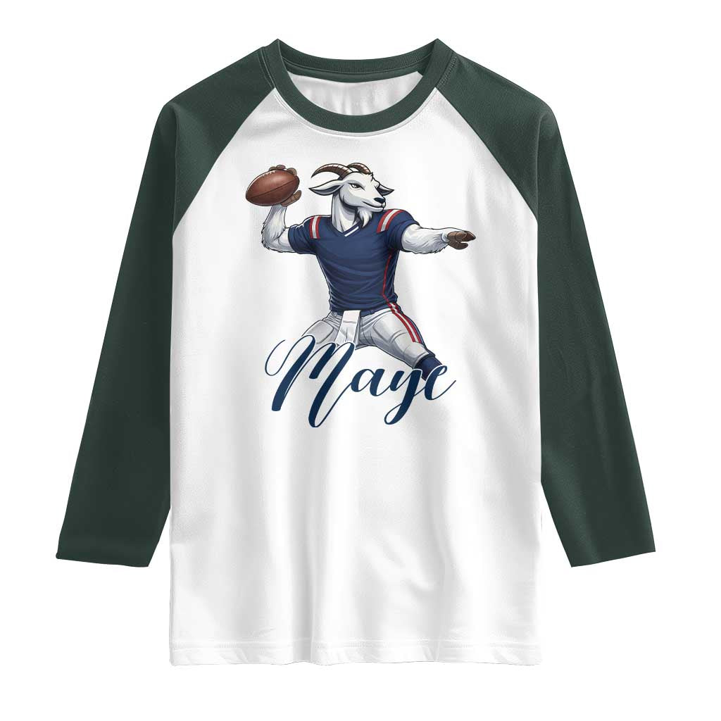 Dedicated Maye Lover Raglan Shirt Football Fan Supporter TS12 White Dark Forest Green Print Your Wear
