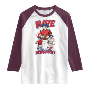 Maye Be A Dynasty Raglan Shirt Funny QB Football Fan TS12 White Maroon Print Your Wear