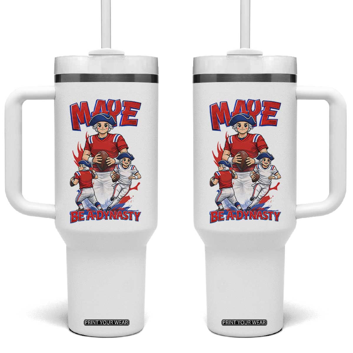 Maye Be A Dynasty Tumbler With Handle Funny QB Football Fan TS12 One Size: 40 oz White Print Your Wear