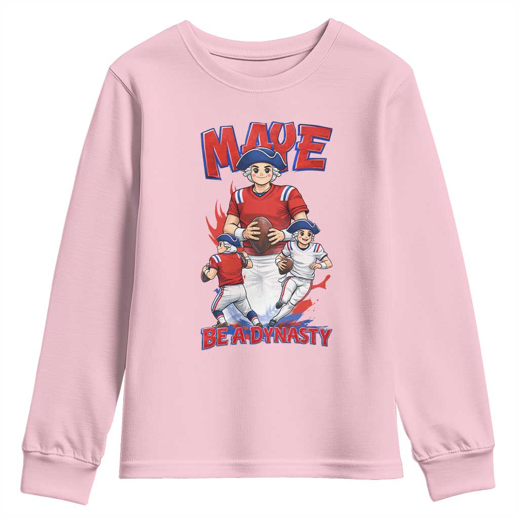 Maye Be A Dynasty Youth Sweatshirt Funny QB Football Fan TS12 Light Pink Print Your Wear