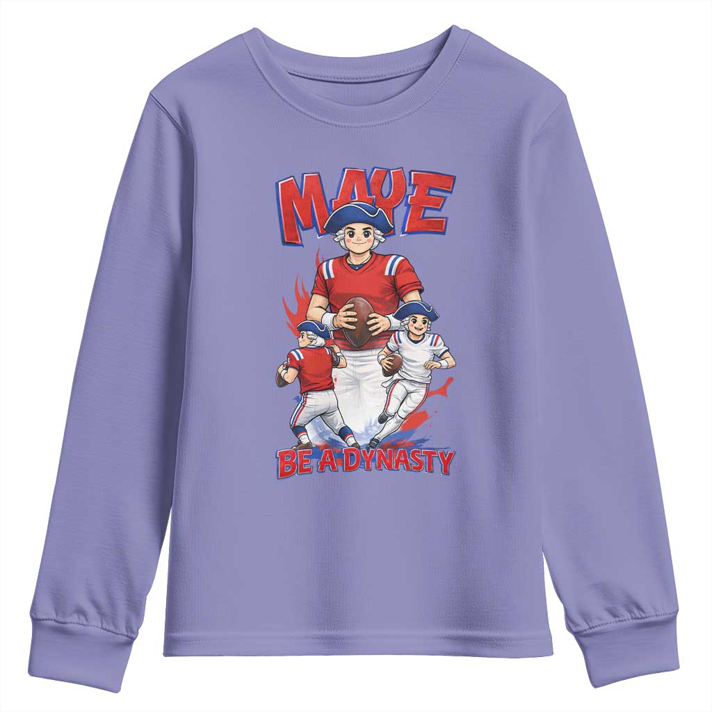 Maye Be A Dynasty Youth Sweatshirt Funny QB Football Fan TS12 Violet Print Your Wear
