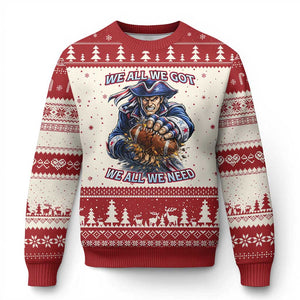 We All We Got We All We Need Ugly Christmas Sweater Football Fan TS12 Beige Red Print Your Wear