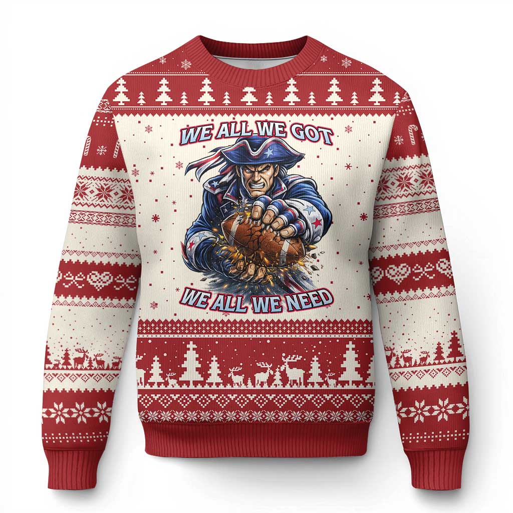 We All We Got We All We Need Ugly Christmas Sweater Football Fan TS12 Beige Red Print Your Wear