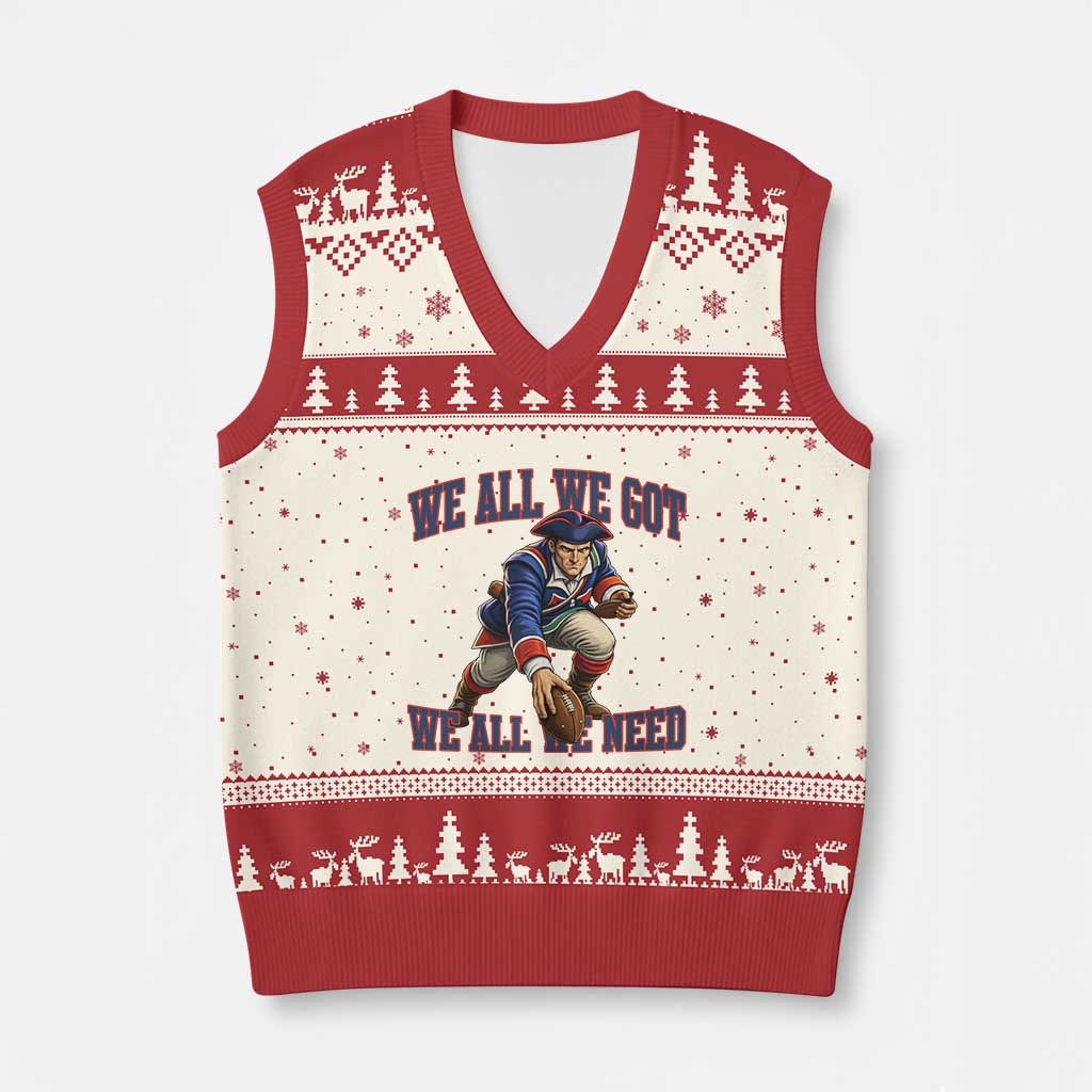 We All We Got We All We Need V-Neck Knit Sweater Vest Football Fan Supporter TS12 Beige Red Print Your Wear