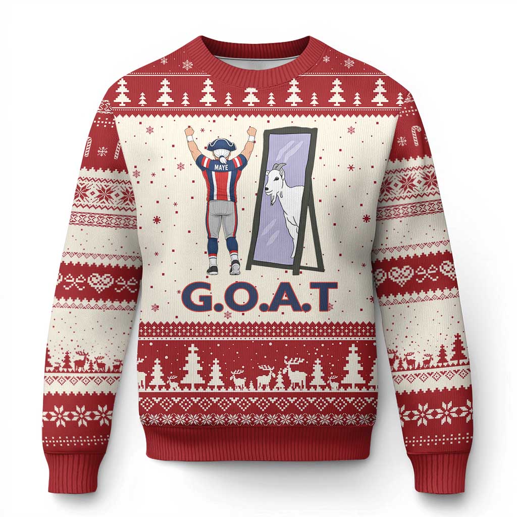 Number Ten Mirror Goat Ugly Christmas Sweater Football Lover Gift TS12 Beige Red Print Your Wear
