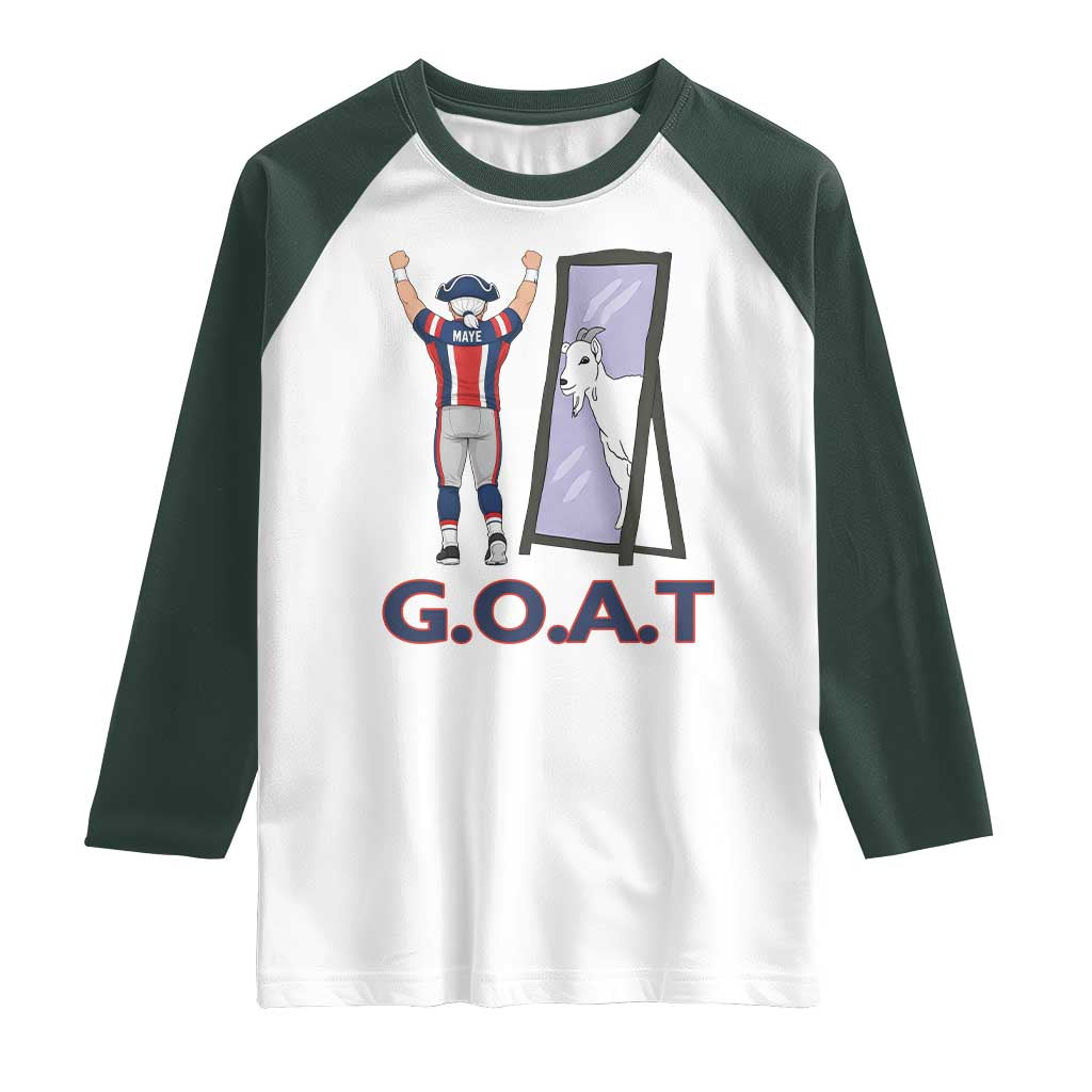Number Ten Mirror Goat Raglan Shirt Football Lover Gift TS12 White Dark Forest Green Print Your Wear