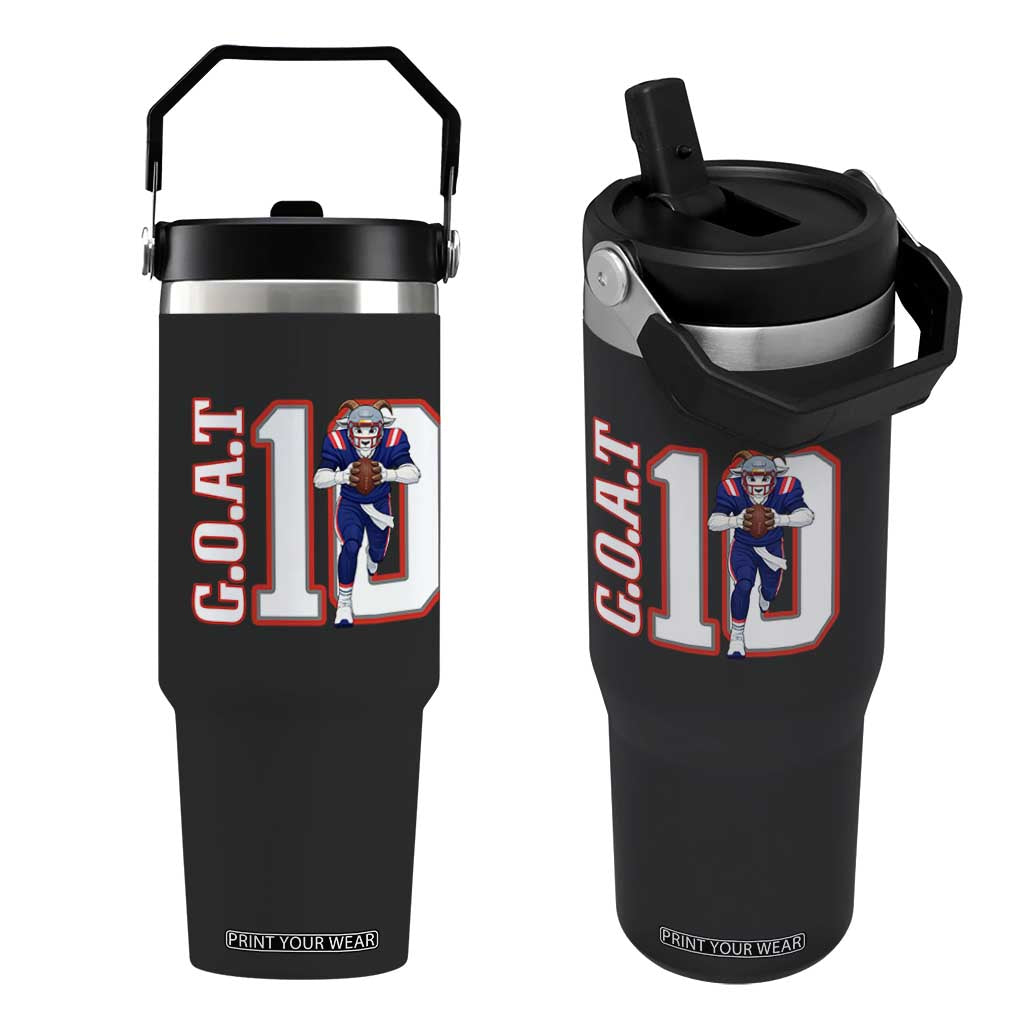 Number Ten Football Quarterback Fan Flip Straw Tumbler TS12 One Size: 30 oz Black Print Your Wear